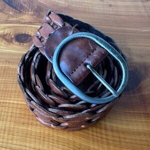 Hollister Y2K Braided Leather Brown Boho Belt Size XS/S